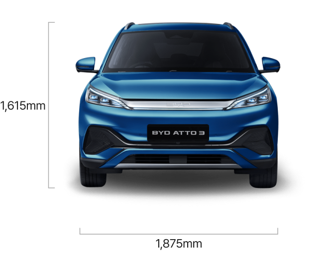 Vehicle front view with dimensions