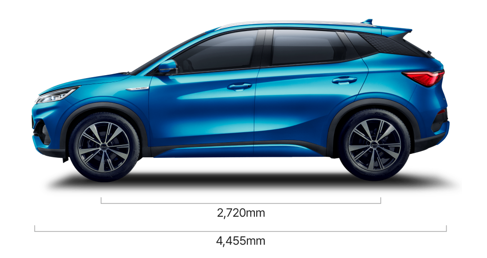 Vehicle side view with dimensions
